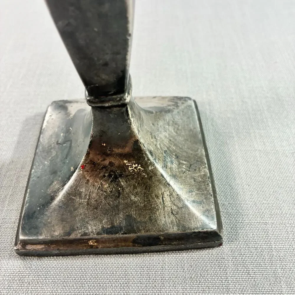 Vintage Silverplate Candlestick Square Base Single Taper Candle Holder